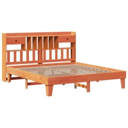 Cadre de lit sans matelas cire marron 200x200cm bois pin massif 