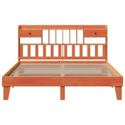 Cadre de lit sans matelas cire marron 200x200cm bois pin massif 