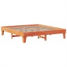 Cadre de lit sans matelas cire marron 200x200cm bois pin massif 