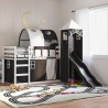 Lit superposé sans matelas avec toboggan blanc noir 90x200 cm 