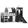 Lit superposé sans matelas avec toboggan blanc noir 90x200 cm 