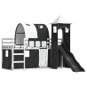 Lit superposé sans matelas avec toboggan blanc noir 90x200 cm 