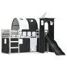 Lit superposé sans matelas avec toboggan blanc noir 90x200 cm 