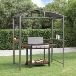 Gazebo BBQ et étagères latérales anthracite 210x114x230cm acier 