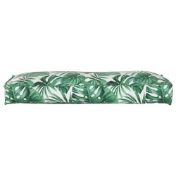 Coussin de Palette pour Dos à Motif de Feuilles 120x40x12 cm Tissu Oxford 
