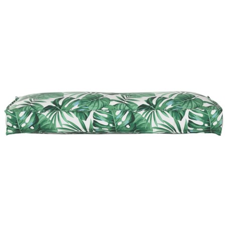 Coussin de Palette pour Dos à Motif de Feuilles 120x40x12 cm Tissu Oxford 