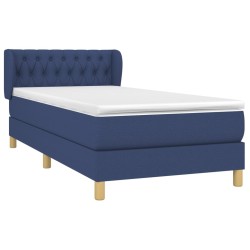 Sommier à lattes de lit avec matelas Bleu 100x200 cm Tissu 