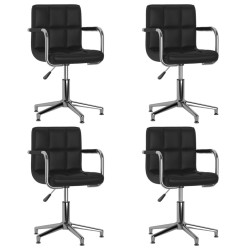 Chaises à manger pivotantes lot de 4 noir similicuir 
