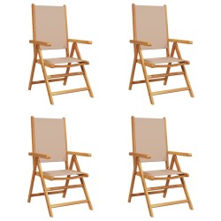 Chaises inclinables de jardin lot de 4 taupe tissu bois massif 