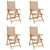 Chaises inclinables de jardin lot de 4 taupe tissu bois massif 