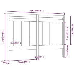 Tête de lit Marron miel 166x4x100 cm Bois massif de pin 