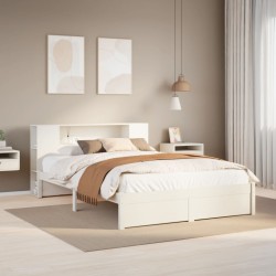 Lit bibliothèque sans matelas blanc 120x190 cm bois pin massif 