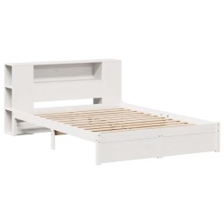 Lit bibliothèque sans matelas blanc 120x190 cm bois pin massif 