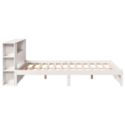 Lit bibliothèque sans matelas blanc 120x190 cm bois pin massif 