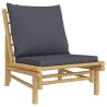 Salon de jardin 3 pcs avec coussins gris foncé bambou 