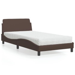 Lit avec matelas marron 100x200 cm similicuir 