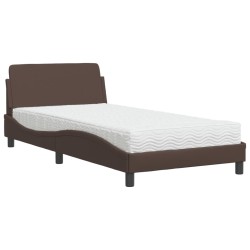 Lit avec matelas marron 100x200 cm similicuir 