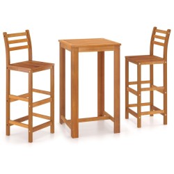 Ensemble de bar 3 pcs Bois d'acacia massif 