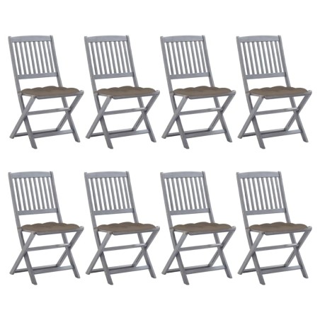 Chaises pliables d'extérieur lot de 8 et coussins Bois d'acacia 