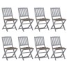 Chaises pliables d'extérieur lot de 8 et coussins Bois d'acacia 