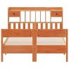 Lit bibliothèque sans matelas cire marron 120x190cm pin massif 
