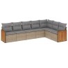 Salon de jardin avec coussins 7 pcs beige résine tressée 