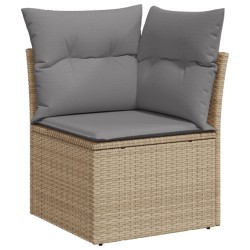 Salon de jardin avec coussins 7 pcs beige résine tressée 