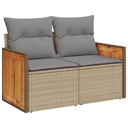 Salon de jardin avec coussins 7 pcs beige résine tressée 