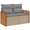 Salon de jardin avec coussins 7 pcs beige résine tressée 