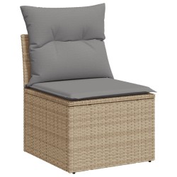 Salon de jardin avec coussins 7 pcs beige résine tressée 