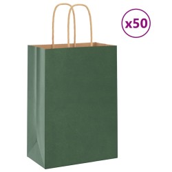 Sacs en papier 50 pcs avec poignées vert 15x8x21 cm 