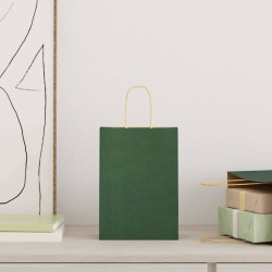 Sacs en papier 50 pcs avec poignées vert 15x8x21 cm 