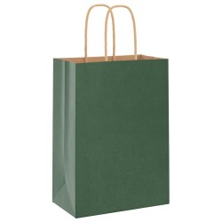 Sacs en papier 50 pcs avec poignées vert 15x8x21 cm 