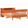 Lit bibliothèque sans matelas cire marron 120x200 cm pin massif 