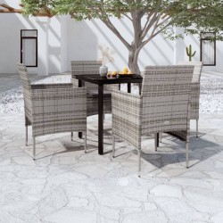 Ensemble à manger de jardin et coussins 5pcs Gris/noir 