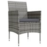 Ensemble à manger de jardin et coussins 5pcs Gris/noir 