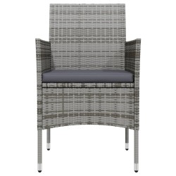 Ensemble à manger de jardin et coussins 5pcs Gris/noir 