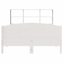 Lit bibliothèque sans matelas blanc 120x190 cm bois pin massif 