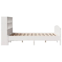 Lit bibliothèque sans matelas blanc 120x190 cm bois pin massif 