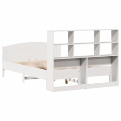Lit bibliothèque sans matelas blanc 120x190 cm bois pin massif 