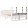 Lit bibliothèque sans matelas blanc 120x190 cm bois pin massif 