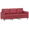 Canapé à 3 places repose-pieds Rouge bordeaux 180 cm Similicuir 