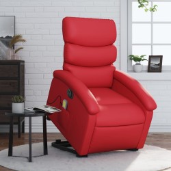 Fauteuil inclinable de massage électrique rouge similicuir 