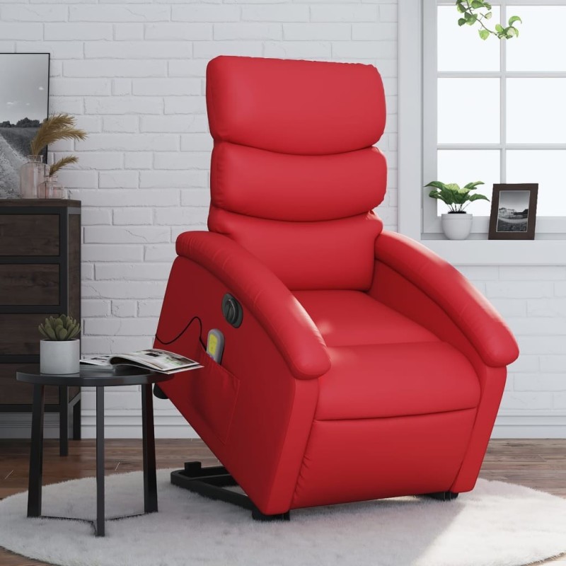 Fauteuil inclinable de massage électrique rouge similicuir 