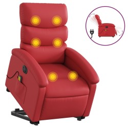 Fauteuil inclinable de massage électrique rouge similicuir 