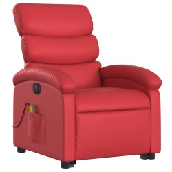 Fauteuil inclinable de massage électrique rouge similicuir 