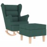 Chaise à bascule avec repose-pied Vert foncé Tissu 