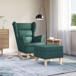 Chaise à bascule avec repose-pied Vert foncé Tissu 