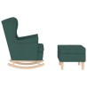 Chaise à bascule avec repose-pied Vert foncé Tissu 