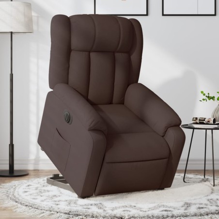Fauteuil inclinable électrique marron foncé tissu 